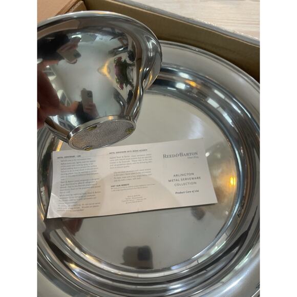 New Reed & Barton Arlington Serverware Collection Serving Tray Bowl Chip/Dip Set - Picture 10 of 12